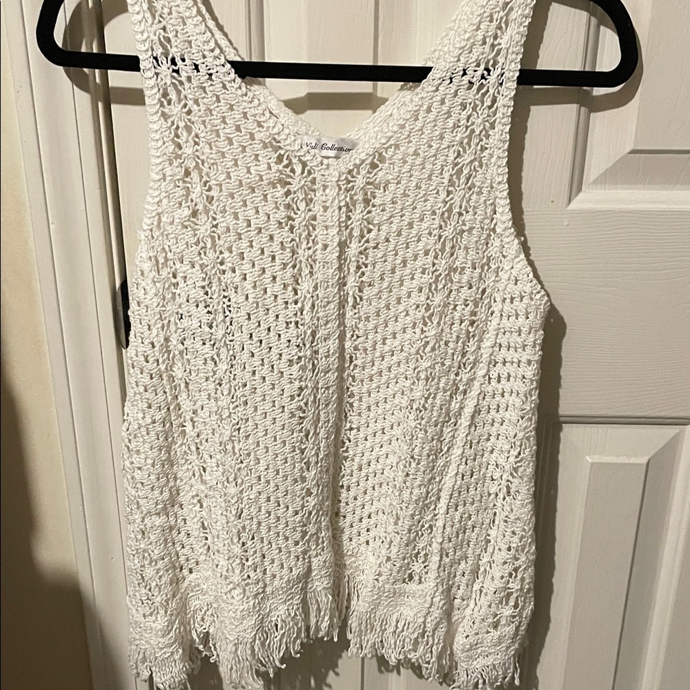 Mali  Collection White Crochet Tank Top
